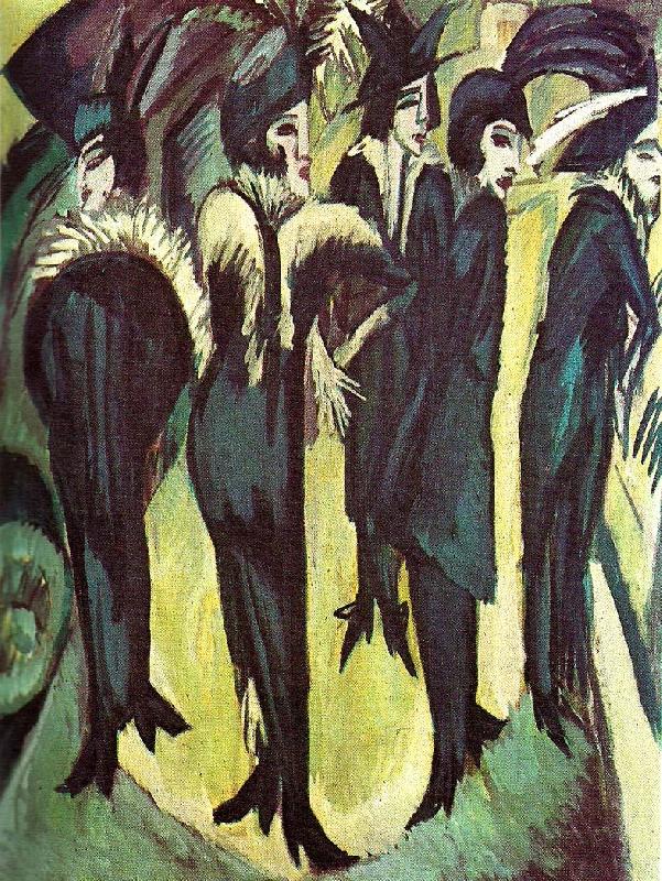 Ernst Ludwig Kirchner fem kvinnor pa gatan oil painting picture